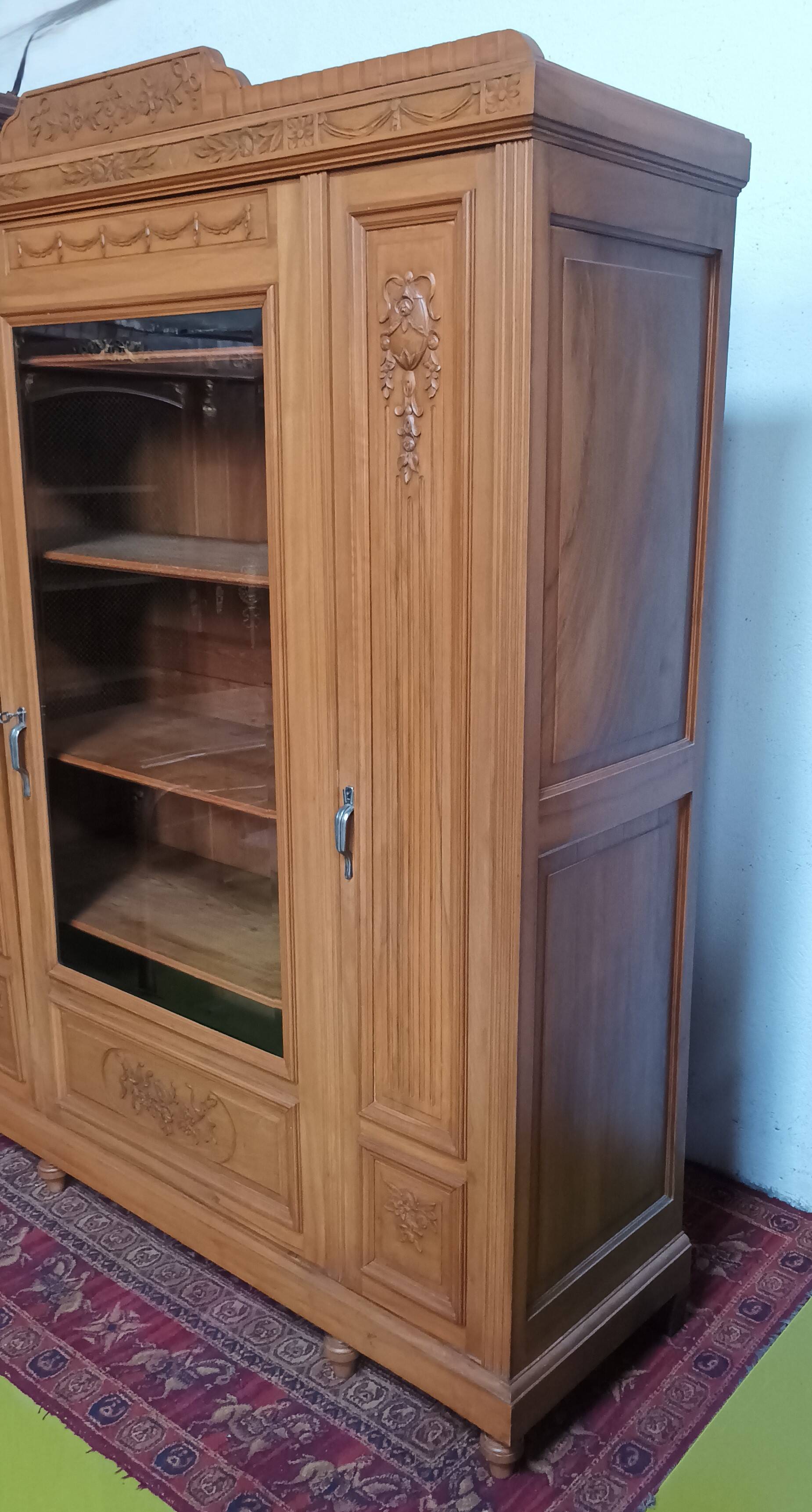 Art Deco walnut bookcase