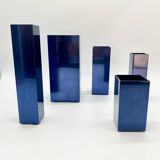 Modular metal vases – petrol blue, 1980s