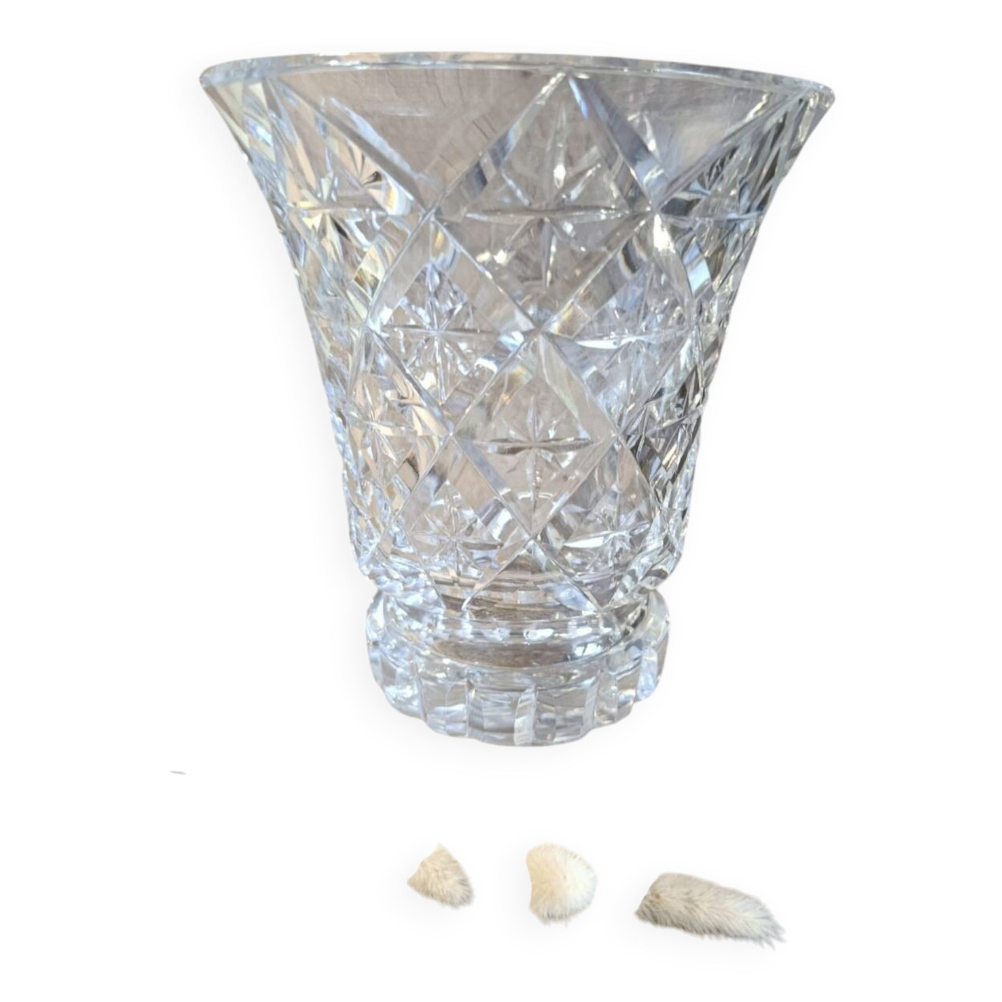 Cut and bevelled crystal vase, vintage