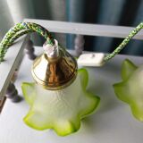 Duo of green tulip lamps
