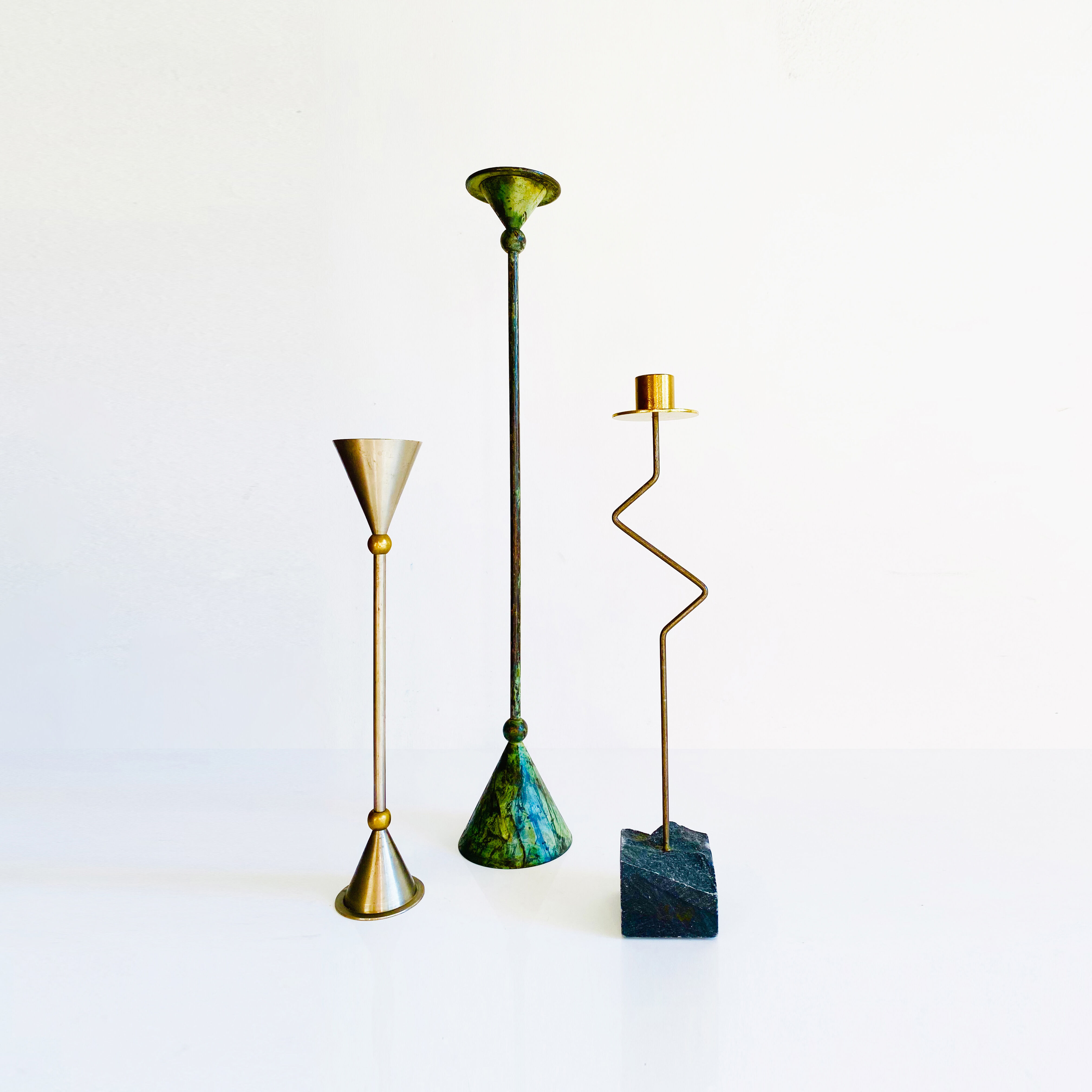 Set of three metal candle holders. Ikea, 80s