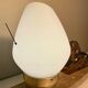 Art Deco lamp with marble, opaline globe & lion sculpture in spelter