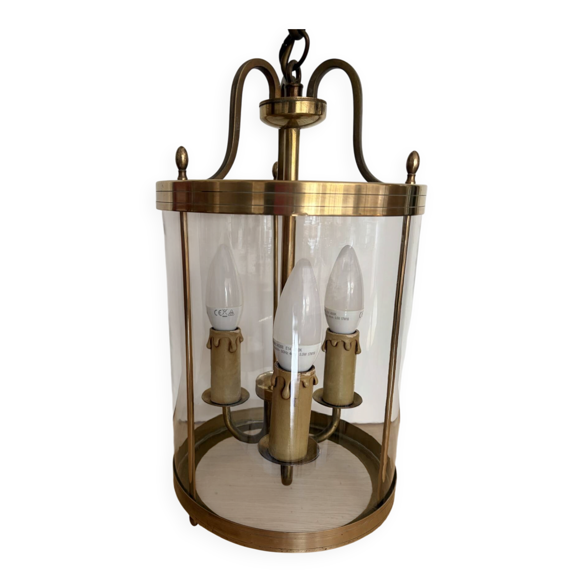 Brass and glass pendant light