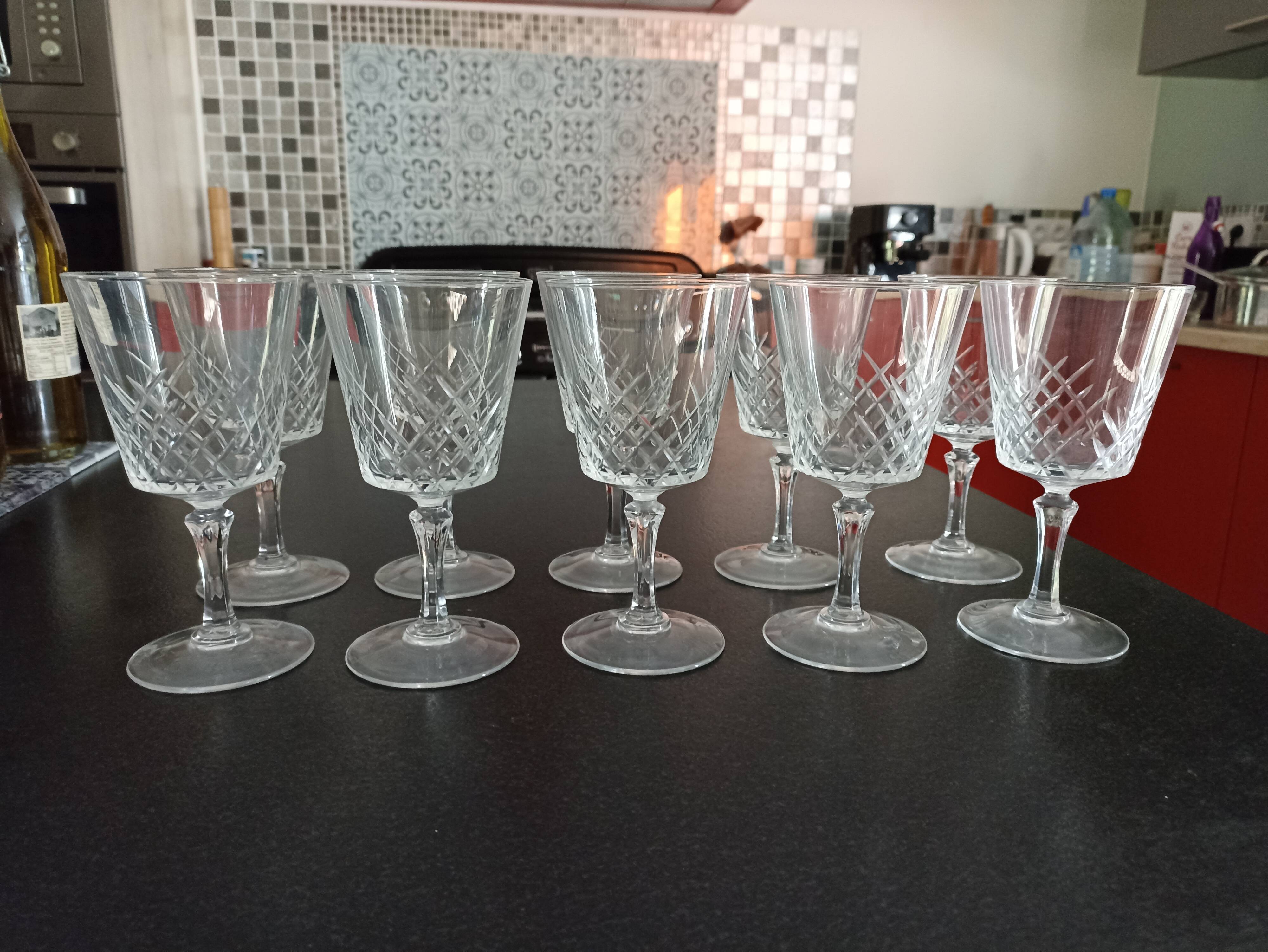 Lot de 10 verres à eau en cristal