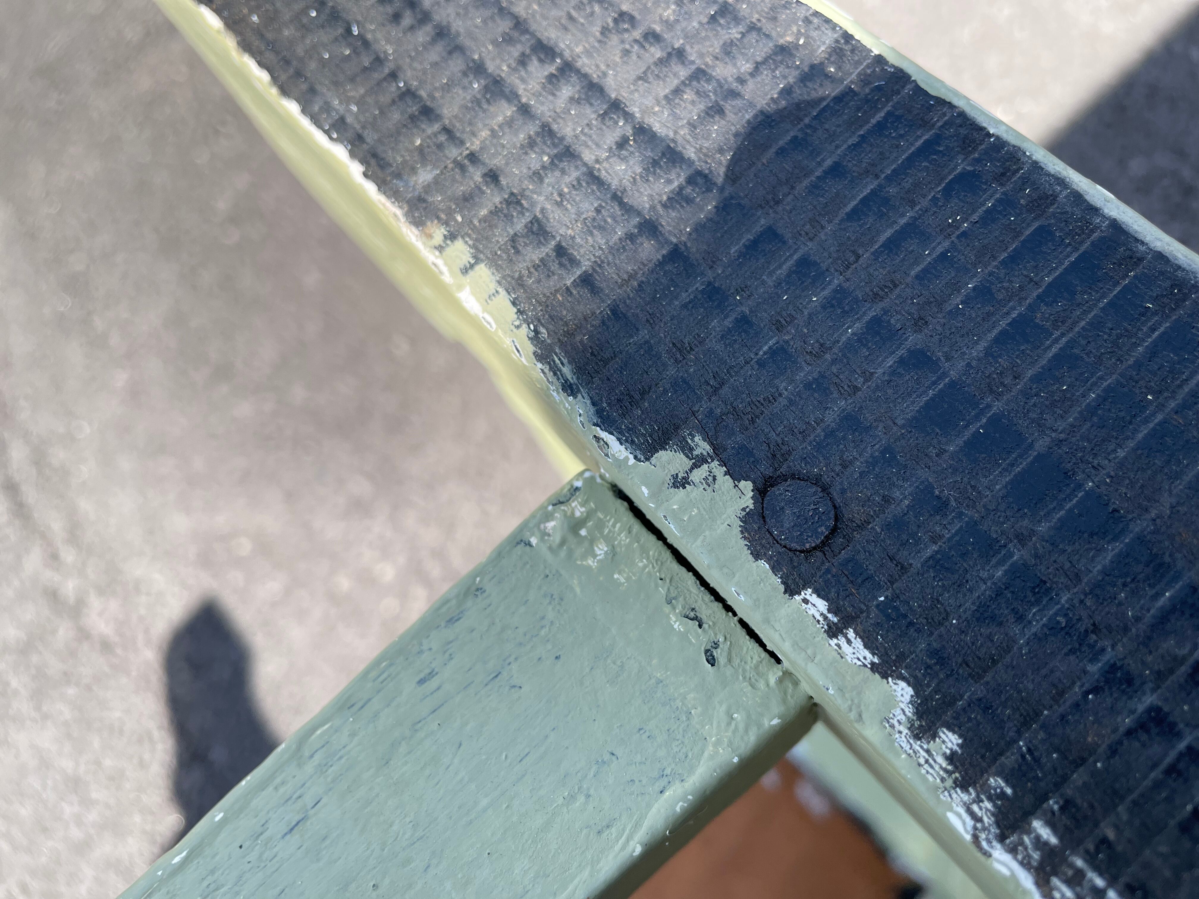 Patinated green baluster table