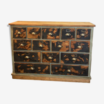 Restored haberdashery cabinet, 14 drawers
