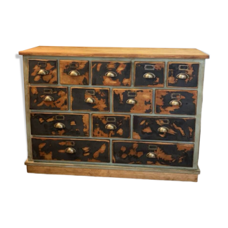 Restored haberdashery cabinet, 14 drawers