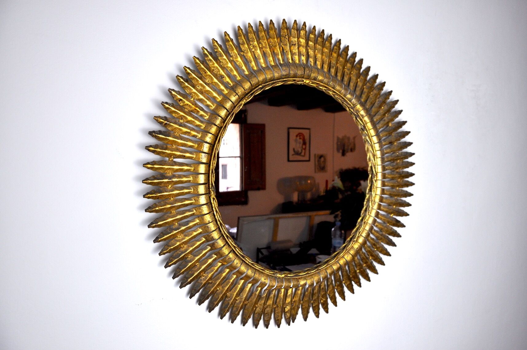 Miroir soleil, gilded metal with gold leaf, Italy, 1960