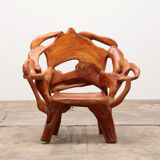 Robust armchair made of recycled wood