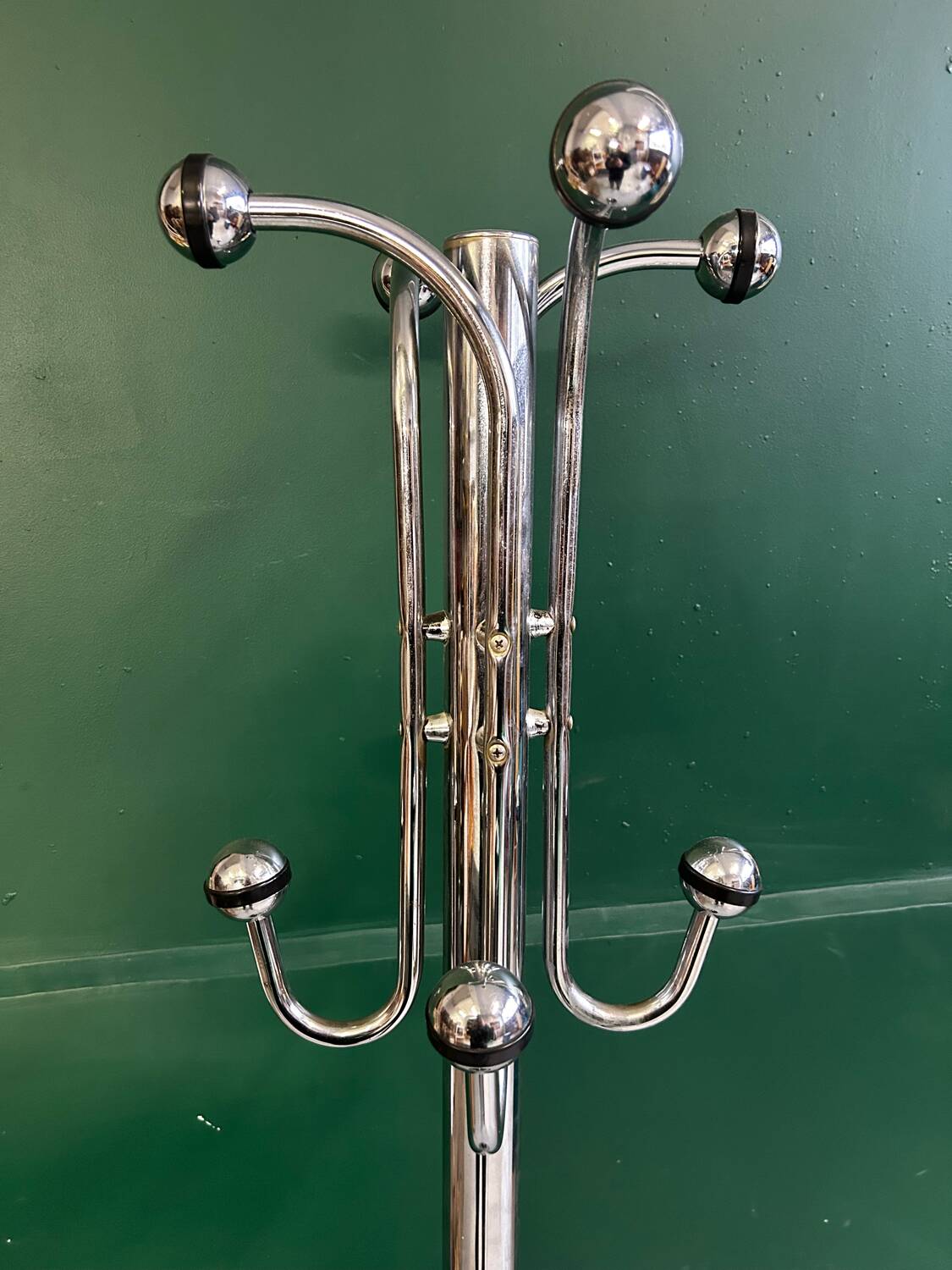 Vintage chrome metal coat rack