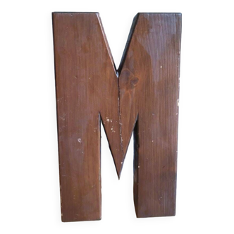 Industrial solid wood signage lettering letter M
