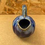 Antique alphonse mouton melon pitcher flamed ceramic blue vintage