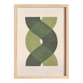 Peinture abstraite sur papier - illustration vert sauge signée Eawy