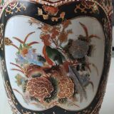 Japanese baluster vase Imari style. Peacock/Floral motifs, stamped. High 35.5 cm