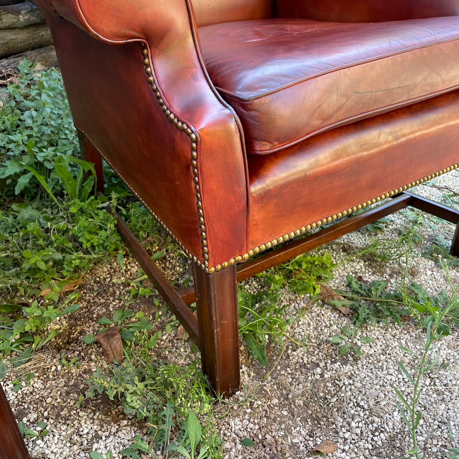 Vintage shepherdess armchairs in leather