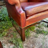 Vintage shepherdess armchairs in leather