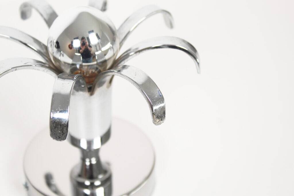 Pair of 1980s chrome metal space age wall lamps