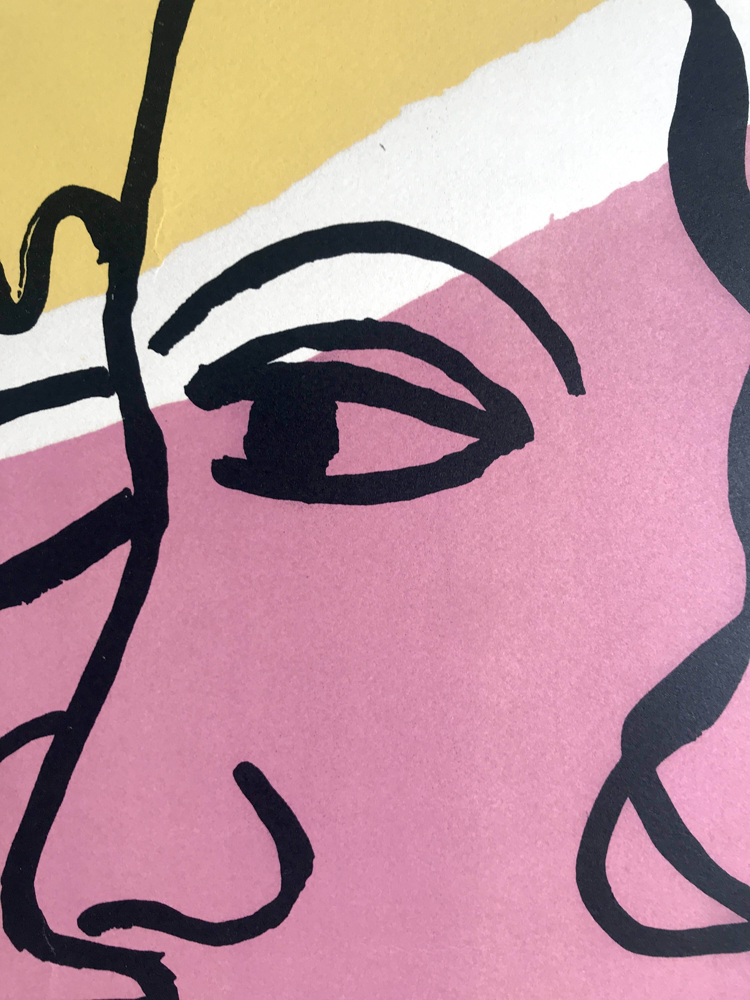 Fernand LEGER, Profile with Flower, c. 1948. Signed and stamped lithograph.