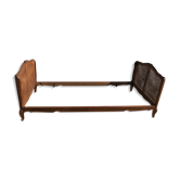 Lit style Louis XV cannage et noyer