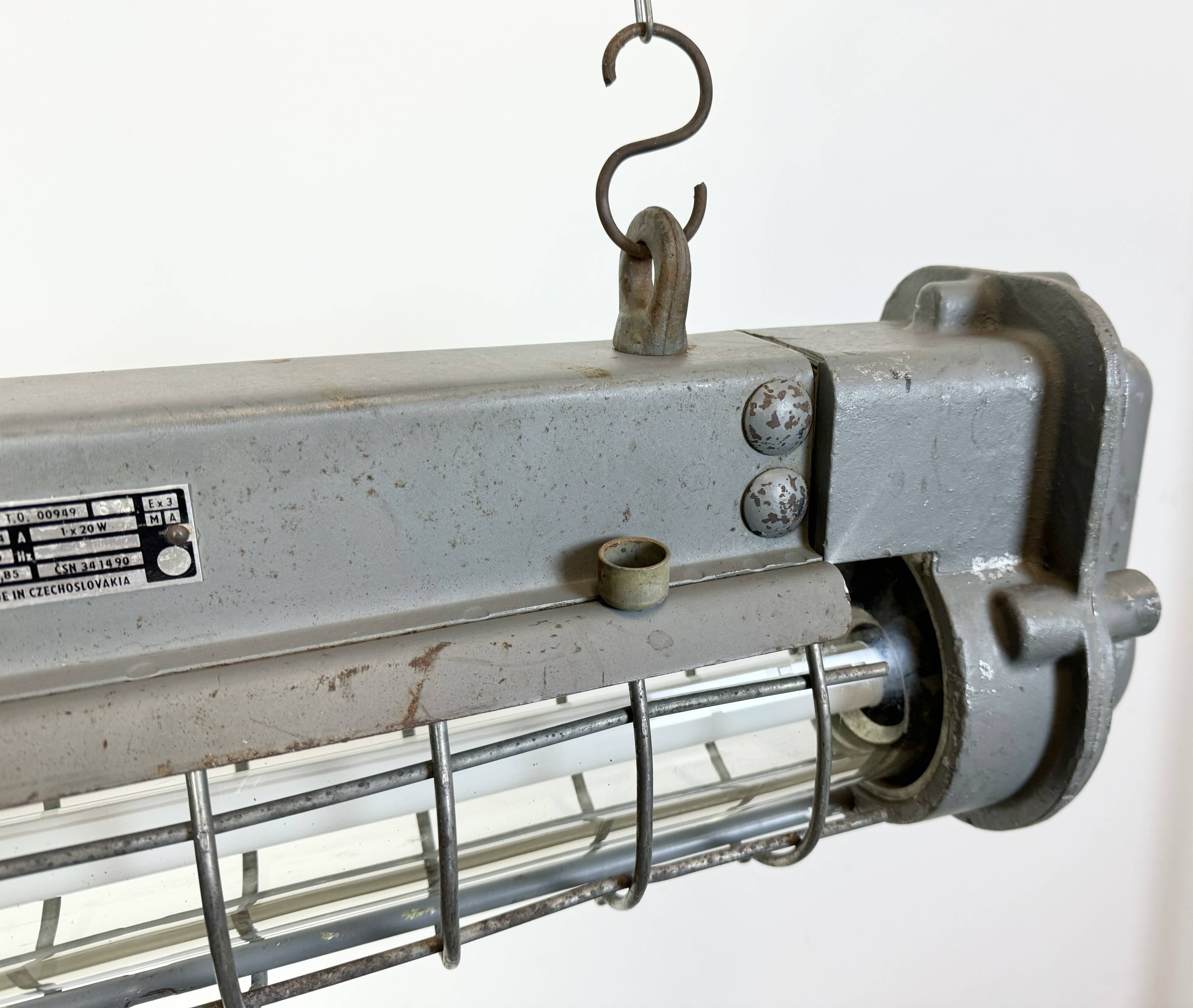 Grey Industrial Hanging Tube Light from Elektrosvit, 1970s