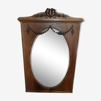 Miroir de style Louis XVI biseauté en noyer - 95x152cm