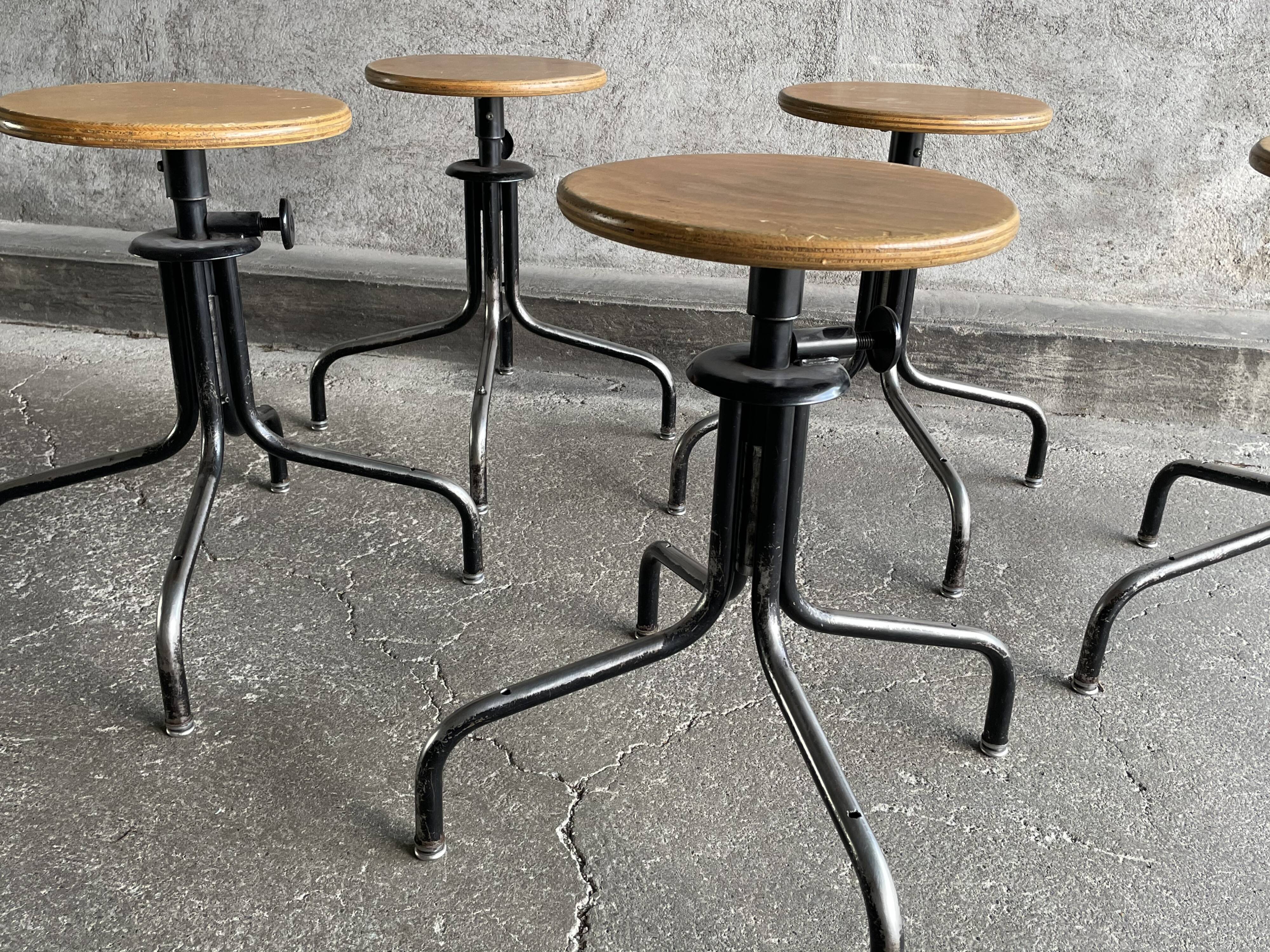 Set of 5 flambo adjustable industrial stools