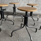 Set of 5 flambo adjustable industrial stools