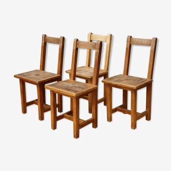 Lot of 4 modernist wooden chairs 40/50 years