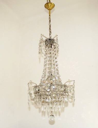French Montgolfier Style Crystal Chandelier With 3 Tiers Prisms 4115