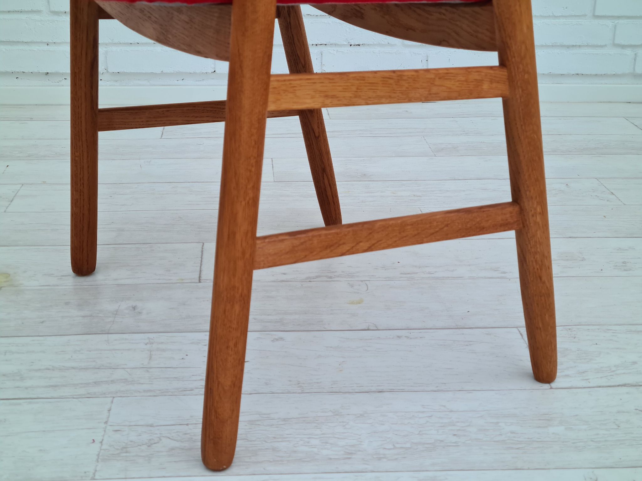 Danish armchair, 70s, reupholstered, kvadrat furniture wool, oak wood