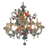 Venetian Rezzonico chandelier in Murano glass, 9 light arms, circa 1920.