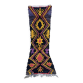 Vintage Boucherouite hallway rug: Handwoven Moroccan Berber rug.