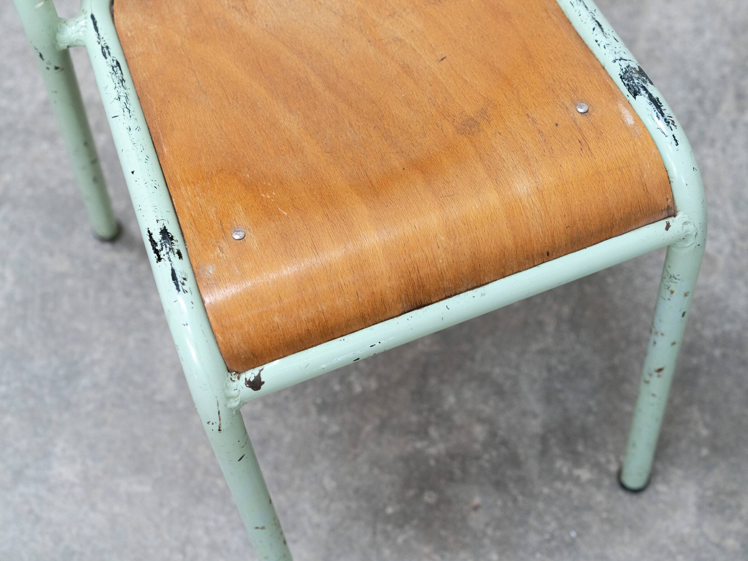 Lot de 6 chaises d’école Mobiltube turquoise 1950
