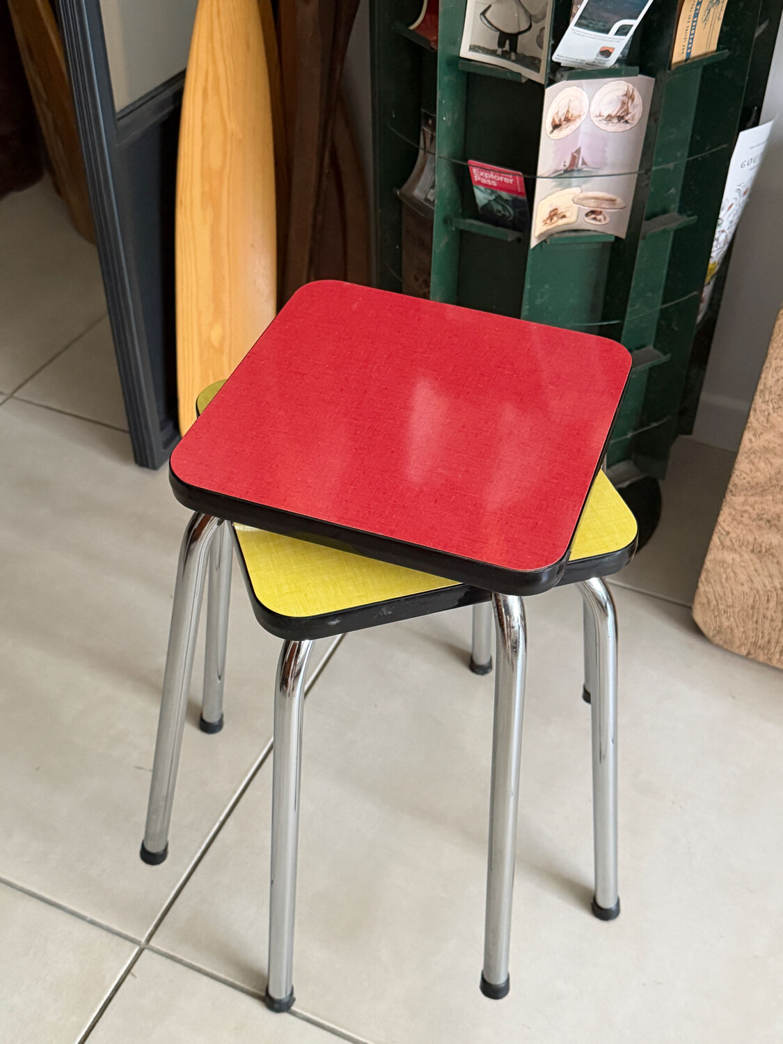 Set of 2 vintage Formica stools