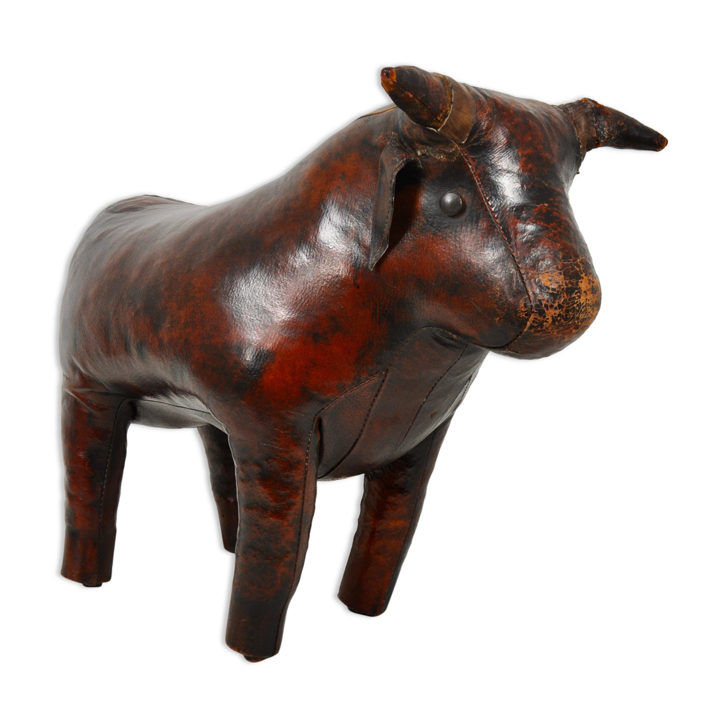 Leather bull stool by Dimitri Omersa, 1960s