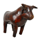 Leather bull stool by Dimitri Omersa, 1960s