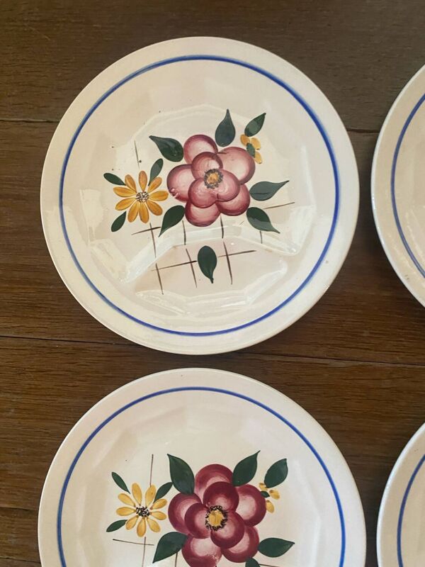 6 assiettes plates à compartiments Digoin Sarreguemines