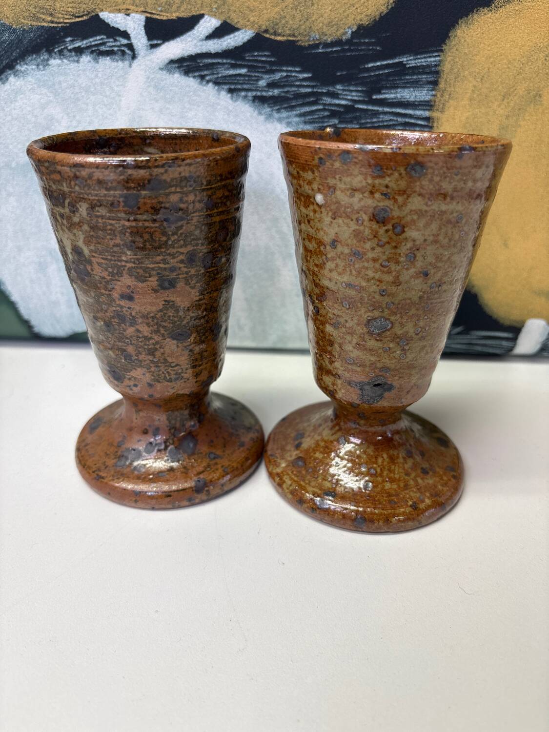 Pair of Mazagran mugs in pyrite stoneware