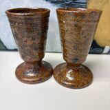 Pair of Mazagran mugs in pyrite stoneware