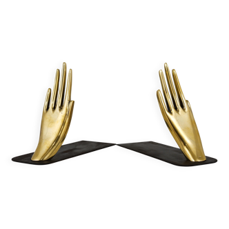 Mid-century bookends by Carl Auböck with brass hands #1928, Vienna, Austria