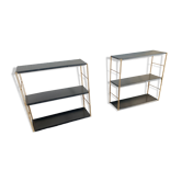 Pair of vintage shelves 1960 string black gold