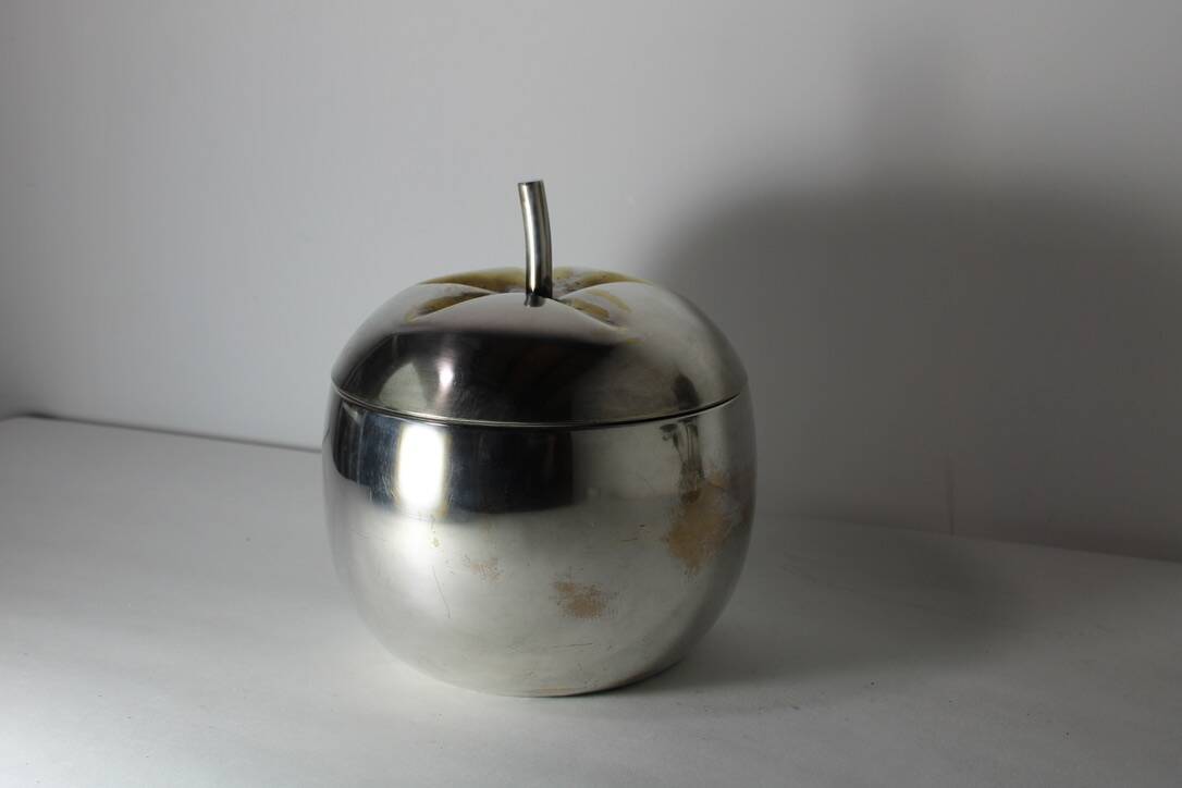 Vintage silver metal tomato ice bucket Italy 1960
