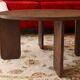 Round table in dark oak veneer