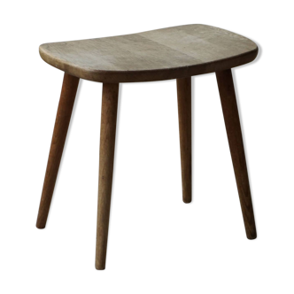 Vintage Swedish Modern Solid Oak Stool by Yngve Ekström, Model "palle", 1950s