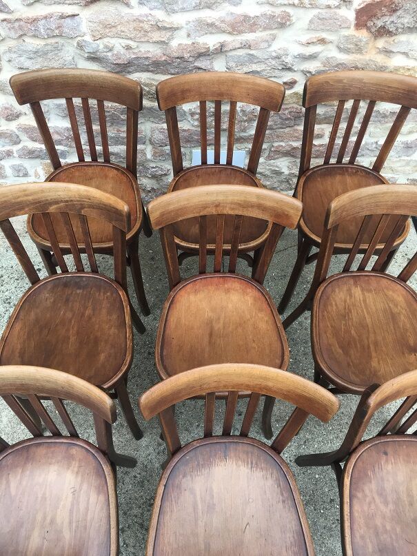 Suite of 9 bistro chairs