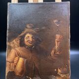 Painting on canvas depicting a man raising a glass of wine