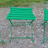 Set of 4 folding garden chairs 1900 in iron and wood