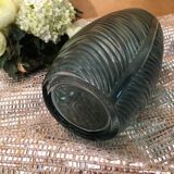 Green glass vase, leaf shape