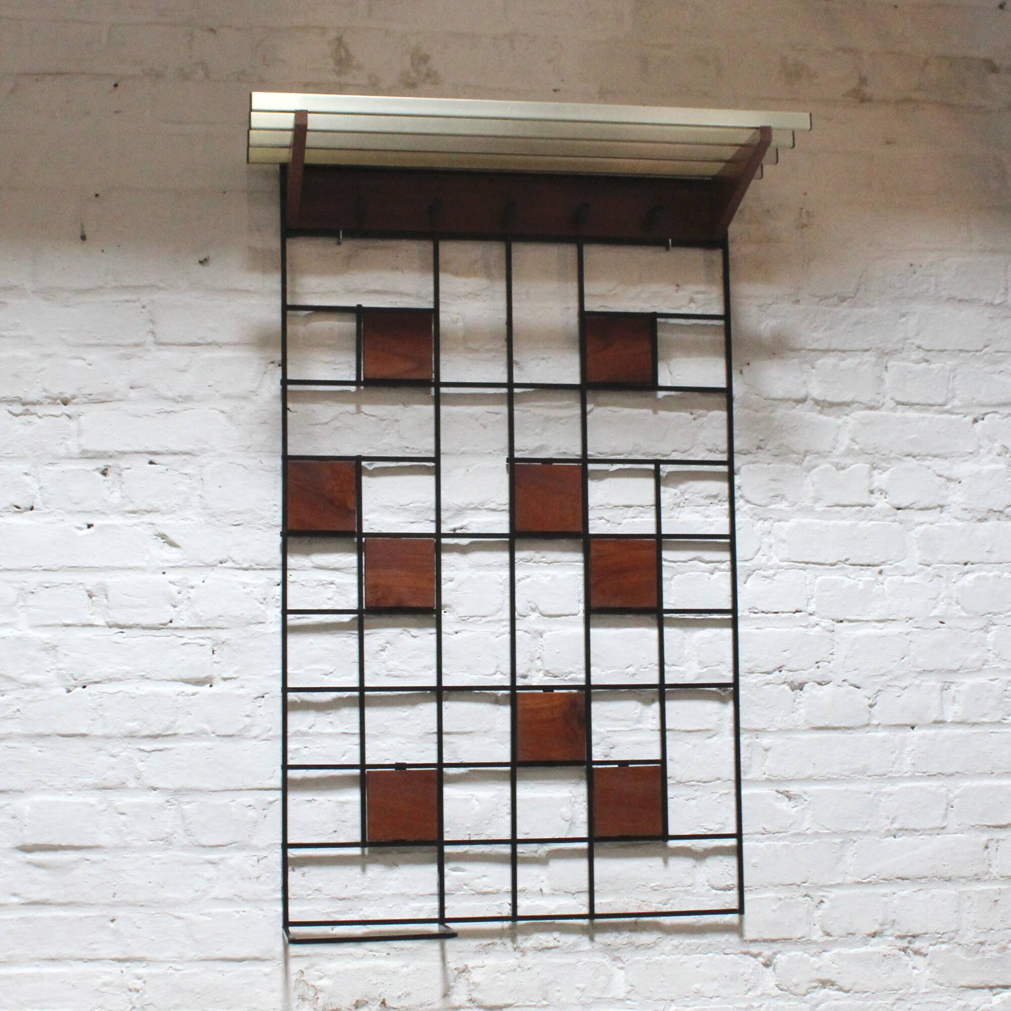 1960s modernist wall coat rack