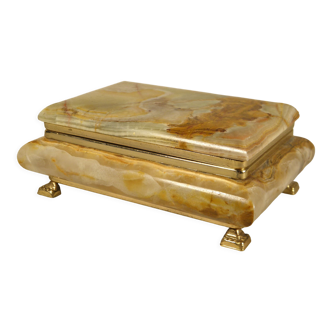 Boîte en onyx et métal doré 18 x 13 cm